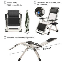 Meulbaty Foldable Patio Lounge Chair Zero Gravity Chair Adjustable Reclining for Adult