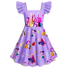Girls Casual Dress Kids Pop Singer Graphic Dresses Party Outfit Birthday Gift 7-8 Years Purple