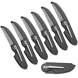Paquete de 6 peines para barba para hombres, peine plegable portátil para bigote, kit de aseo de pelo y vello facial de viaje, peines de plástico prém