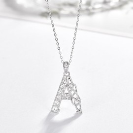 KINGWHYTE Initial Necklace 925 Sterling Silver Letter Necklace with Celtic Charm Alphabet Jewellery Gifts for Women Teenager Girls, Sterling Silver, Not known.