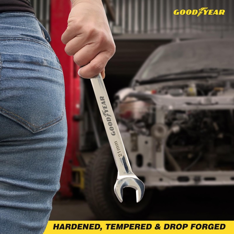 Goodyear 21mm Spanner-Chrome Vanadium Steel| Precision Engineered for Tightening and