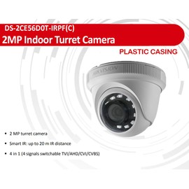 HIK DS-2CE56D0T-IRPF 2MP Turbo HD TVI/AHD/CVI Analog Indoor Dome Camera for CCTV Surveillance Security 2.8mm Wide Angle Lens, Indoor Use, 60ft Night Vision,Compatible with 2MP and Higher HD Analog DVR