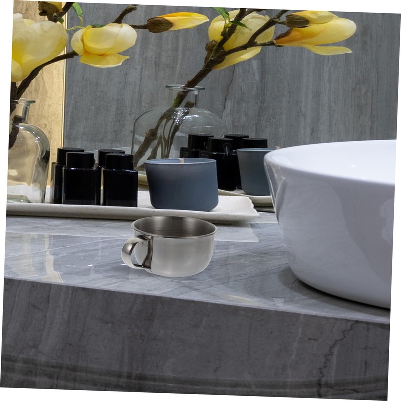 BIUDECO Elegant Men's Shaving Bowl Handle Stainless Steel Bowl for