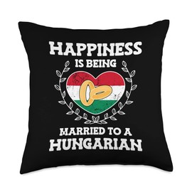 I Married A Hungarian Marriage Anniversary Wife Husband Throw Pillow, 18x18, Multicolor