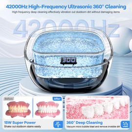 Wireless Ultrasonic Retainer Cleaner, Rechargeable Ultrasonic Cleaning Machine for Dentures, Retainer, Aligner, Mouthguards and Toothbrush Head, 43kHz Portable Ultra Sonic Jewelry Dental Clean Pod