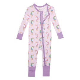 Posh Peanut Convertible Baby Sleepers - Footless Baby Pajamas with 2 Way Zipper for Easy Diaper Changes (Newborn/0-3 Months) Unicorn Ice Cream