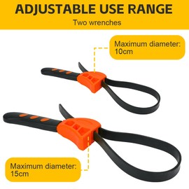 HOTUT Band Wrench Set, 2 Pieces Universal Rubber Pipe Wrench, Adjustable Oil Filter Wrench, Belt Wrench for Removing Bottle, Sanitary, Oil Filter, Shower Heads, Jar Opener