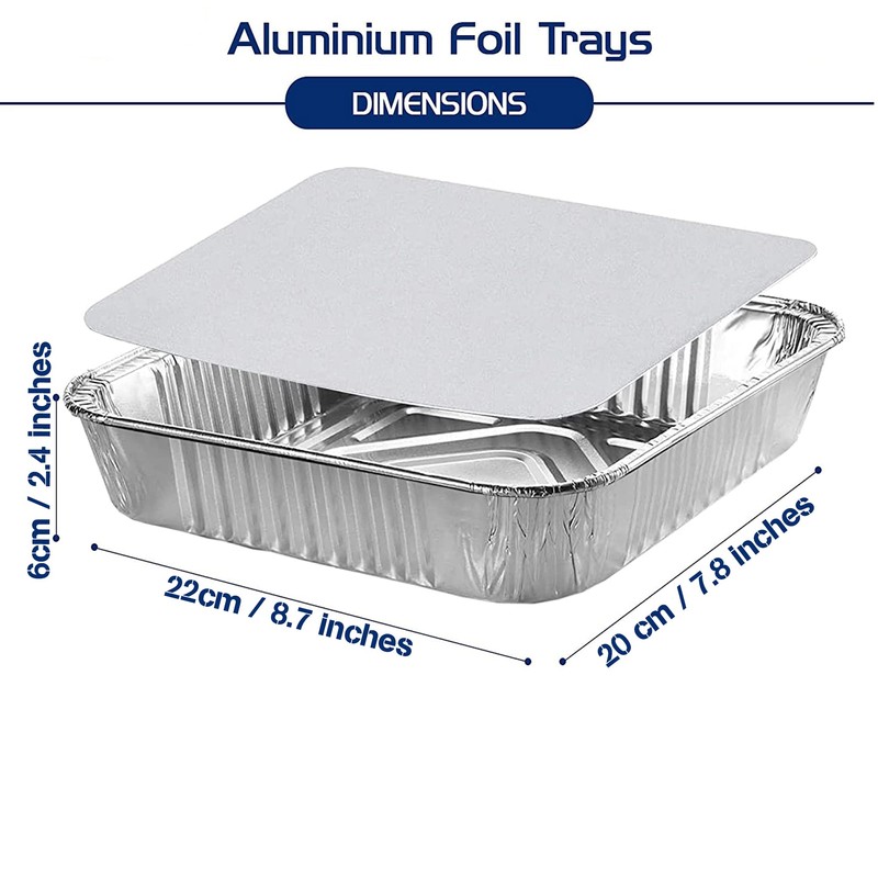 HOMESmith 10 Pack Aluminium Foil Trays with Lids Containers Strong