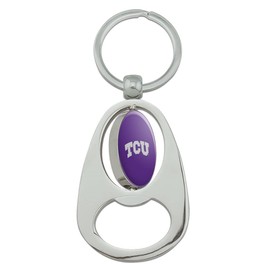 GRAPHICS & MORE TCU Primary Logo Keychain Chrome Metal Spinning Oval Bottle Opener