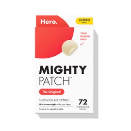 Mighty Patch Original patch from Hero Cosmetics – The #1 Hydrocolloid Acne Pimple Patch for Shrinking Zits and Whiteheads in 1 use; Nighttime Spot Stickers for Face and Skin (72 Count)