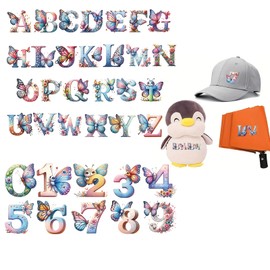 26pcs 3D Alphabet A-Z & Numbers 0-9 Iron On Transfers for T-Shirts Rub on Transfers Stickers Vinyl Ready to Press Stickers Iron on Decals for T-Shirts Clothing Hoodie DIY Crafts