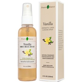 Positive Essence Vanille Raumspray und Lufterfrischer, hergestellt aus reinem ätherischen Vanilleöl, 100% natürliches Duftspray, entspannender Raumspray, Schlafspray, Kissenspray (120 mL)