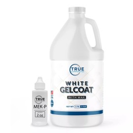TRUE COMPOSITES White Gelcoat with Wax- Gel Coat Repair Kit with hardener Top Coat- 1 Gallon