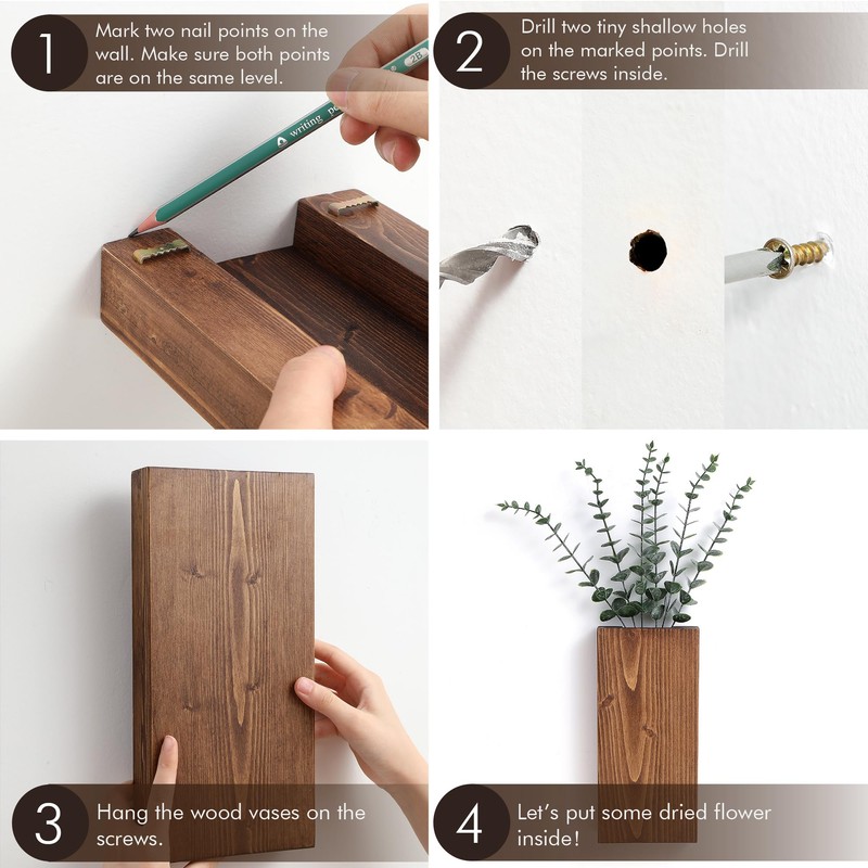 Wood Wall Planter Set of 2, Wood Wall Pocket for