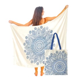 Mandala Life Art Blue Women's Sarong, Pareo, Bikini Cover Up, Beach Towel, Wrap Skirt, Tapestry, Wrap Scarf, Neckerchief, High-Quality Rayon, Soft and Light