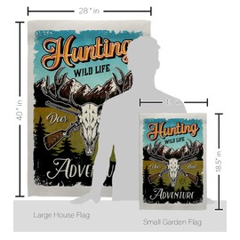 Breeze Decor Wild Life Adventure Garden House Flag Kit Wildlife Outdoor Deer Bear Wolf Pet Nature Farm Animal Creature Decoration Banner Small Yard Gift Double-Sided, Made in USA