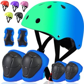 ArgoHome Toddler Kids Bike Helmet Set - Adjustable Cycling Helmet with Knee, Elbow Pads & Wrist Guards Sport Protective Gear Little Kid