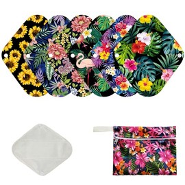 Juego de 7 piezas reutilizables de bambú orgánico para mujer, incluye 6 piezas de forro de bambú orgánico suave para uso diario + 1 mini bolsa húmeda