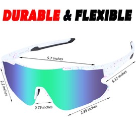 ITSCOOL Polarized Sports Sunglasses for Men Women Lightweight Softball Baseball Pickleball Cycling Glasses UV Protection White Green