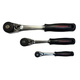 Dawson 3-Piece Heavy Duty Ratchet Set (1/2", 3/8", 1/4") with Large Grip Handle, Oversize Finger Assist Rotator, 72-Teeth, Reversible and Quick Release