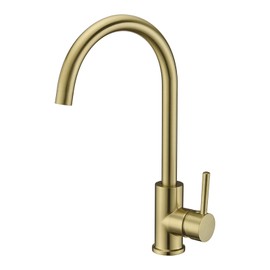 CUZRSIEYI Kitchen Faucet Brushed Gold Kitchen Sink Faucet Deck Mounted High Arc 360° Swivel Kitchenxer Tap Single Handle Kitchen Sink Tap with Cold and Hot Water