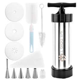 Churro Maker Kits, Include 3pcs Churro Maker Disc/12inch White Pastry Bag/4pcs Pastry Nozzle/Tip P-astry Nozzle/Converter/Pastry Cleaning Brush/Long Handle Bottle Brush(silver)