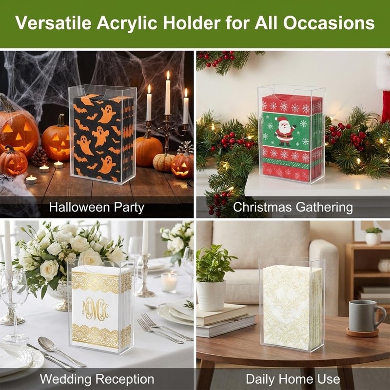 Acrylic Napkin Holder, Vertical Clear Guest Towel Holder, Waterproof Countertop