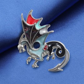 DUOWEI Novelty Dinosaur Welsh Dragon Brooch Pins Clothing Scarf Decoration Charms Jewellery Gifts for Women Teenager Girls, Enamel, Enamel