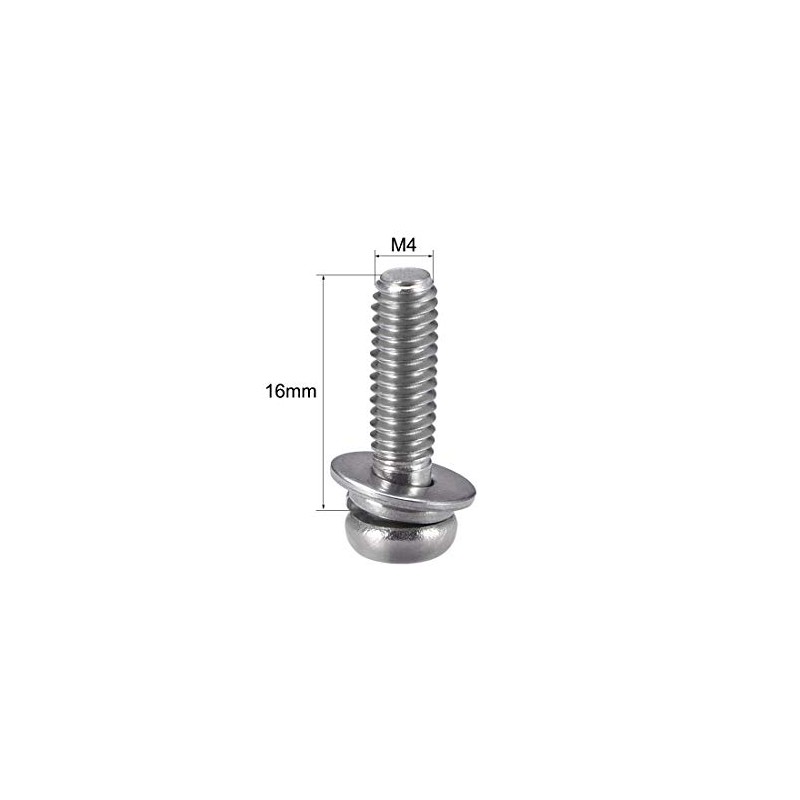 sourcing map M4 x 16mm Stainless Steel Phillips Pan Head