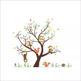 DaraBaby Vinil Infantil Arbol De Dibujos Animados Mono Ardilla