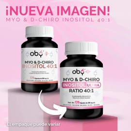Inositol Premium 120 Capsulas 401 Myo Y D-chiro Ratio 401 Myo Inositol Y D-chiro Puro Vegano Oby Vitaminas Mujer                                      