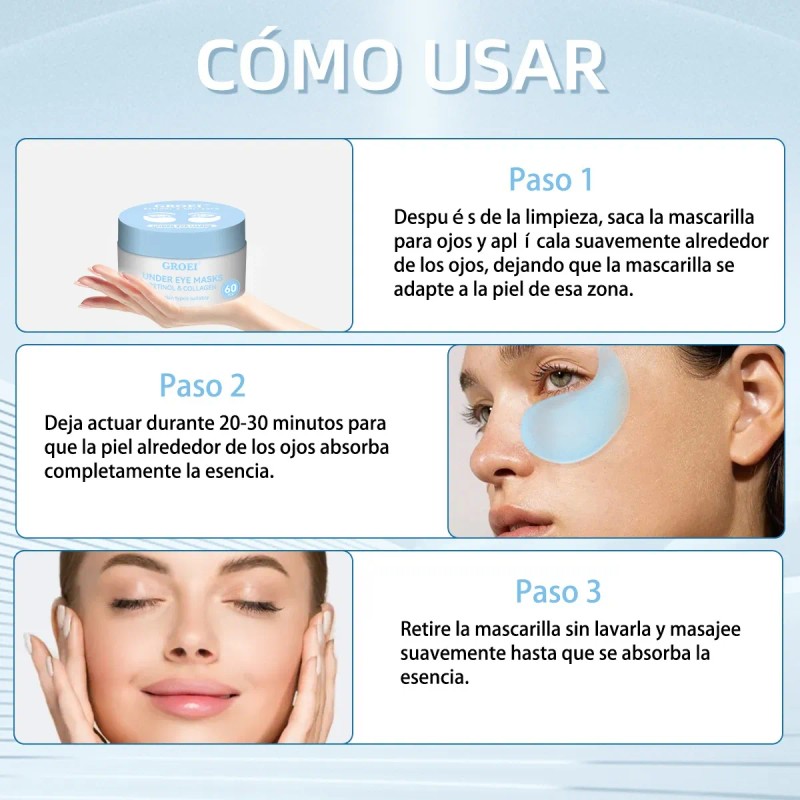Parches Antiojeras De Colageno Reduce Ojos Cansados 60 Pcs Tipo