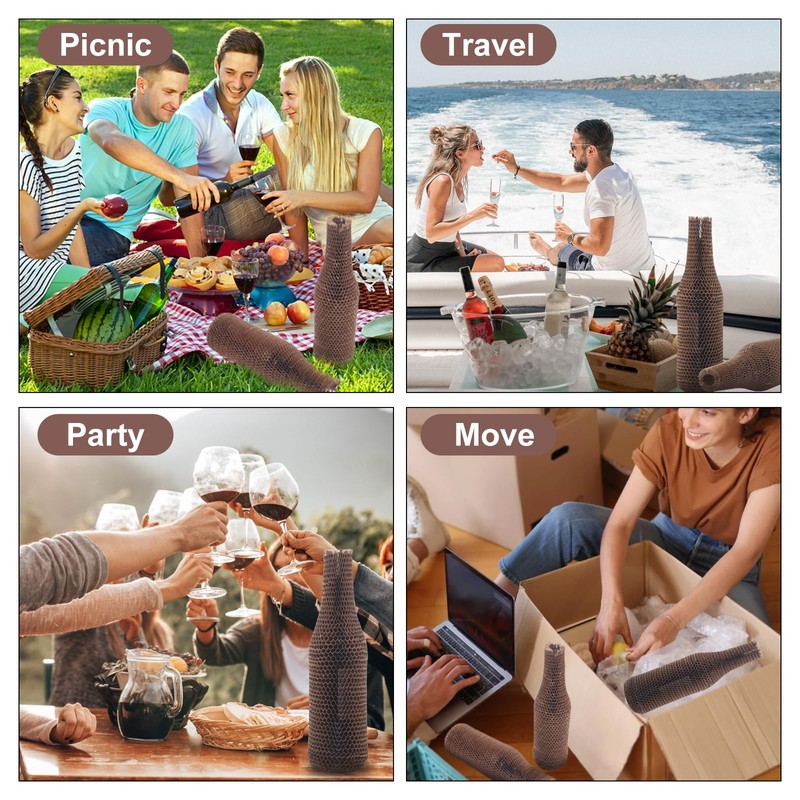 Wine Bottle Protector Sleeves by Honeycomb Paper,36 Set Reusable Glass