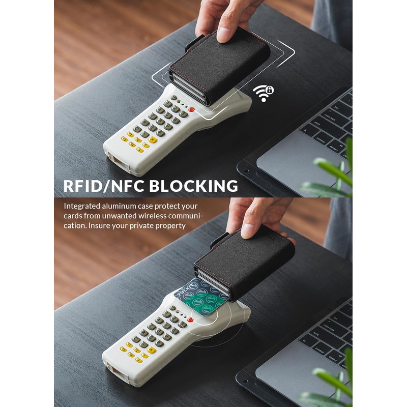 VULKIT Credit Card Holders for Men RFID Blocking Double Pop