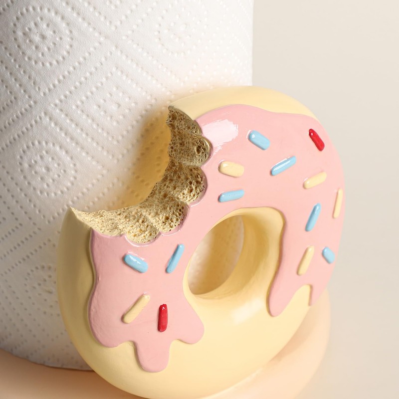 Sizikato Resin Paper Towel Holder, Delicious Donut Statue