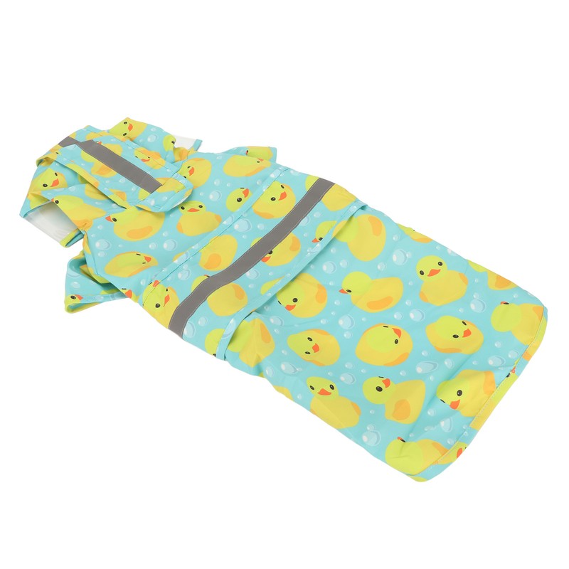 Pet Rain Jacket Duckling Pattern Waterproof Reflective Adjustable 4 Legs