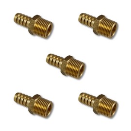 5/8" Hose x 3/8" NPTF Male Pipe Thread Brass Barb Connector Fitting (5-PACK) | 102-1006C