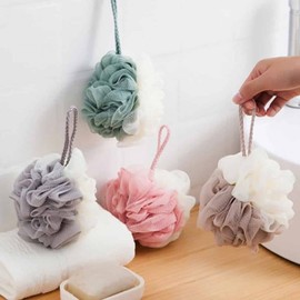 Exfoliating Foaming Shower Ball Back Scrubber Beige Body Scrubber 5ea