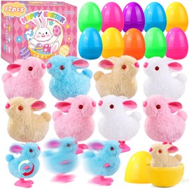 12 Pcs Easter Eggs Jumping Bunny Wind Up Toys Kids Egg Hunt Party Favors
