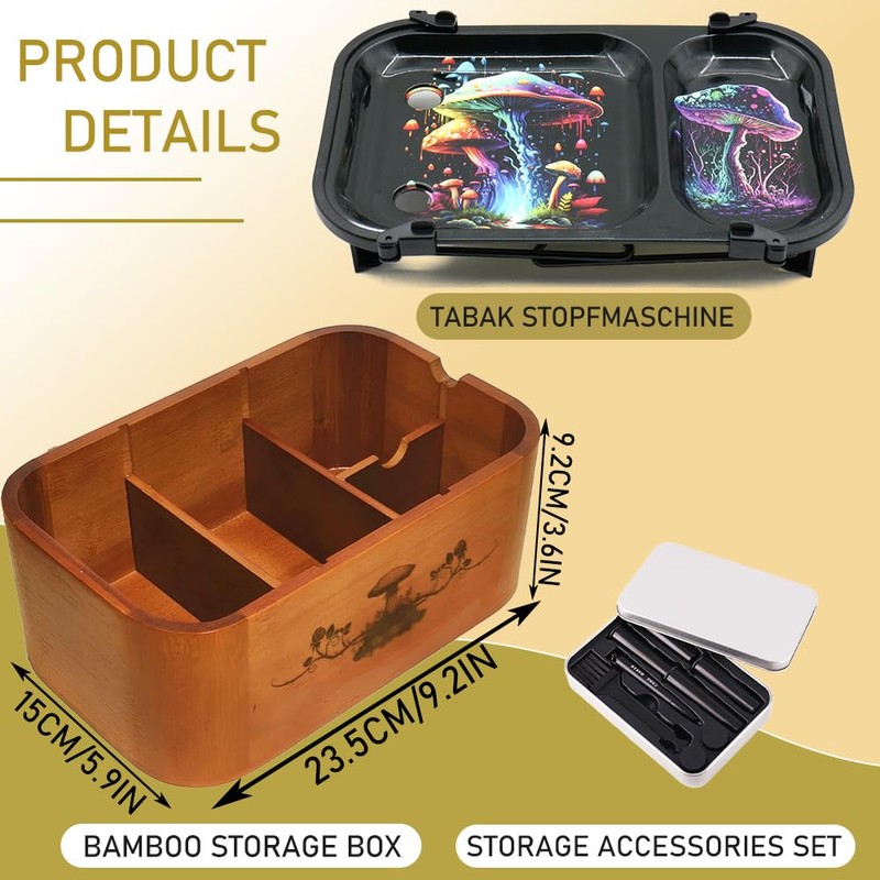 IXIGER Bamboo storage box with metal stand. Compact stash box