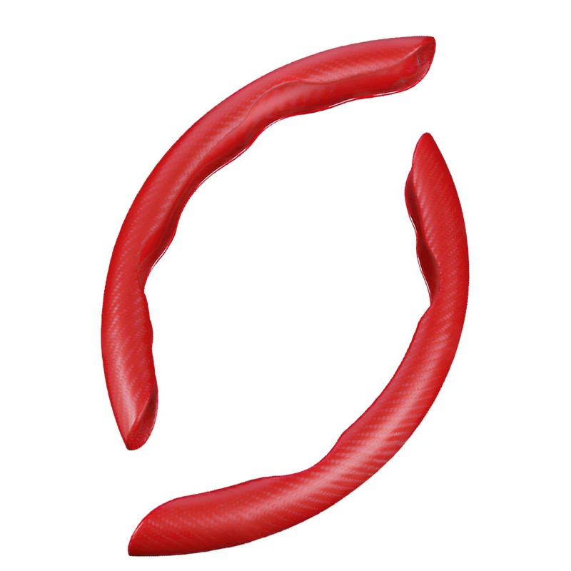 Steering Wheel Cover, ABS Material, Red Carbon Fiber Texture, Segmented