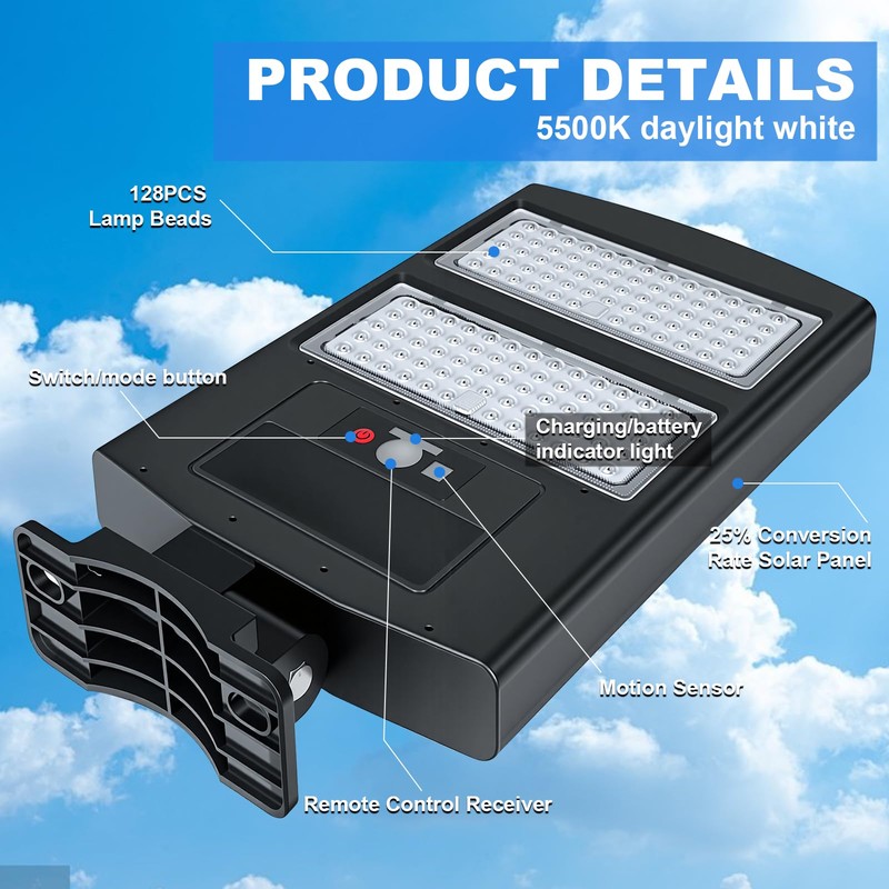 TEXTHELL 7000W Solar Street Lights Outdoor 2 Pack, 5500K Solar