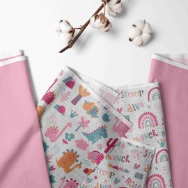 Bacati - Muslin 2 Pack Security Blankets Little Dino (Pink/Orange/Aqua)