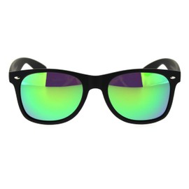 SA106 1.1mm Polarized Color Mirror Lens Hipster Rubberized Black Horn Rim Sunglasses Green