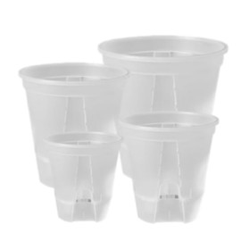 Wonderjune 4 Pcs Clear Self Watering Pots (4.72''/5.91''/7.09''/8.27'') with Deep Reservoir and High Drainage Holes for Indoor Outdoor Plants Flowers Orchids Violets Herbs Succulents, 4 Size