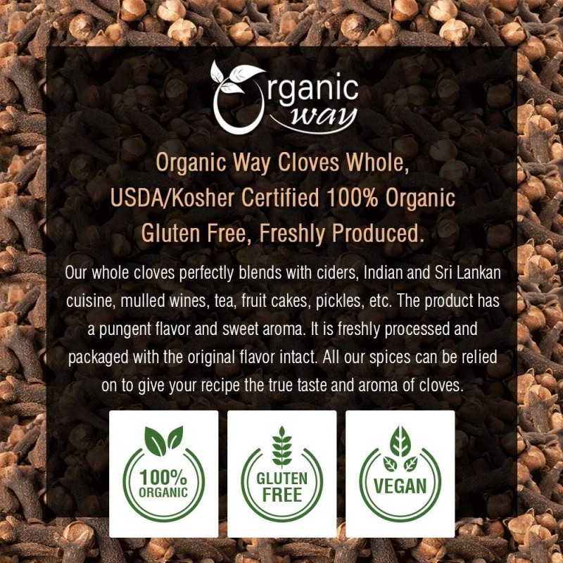 Organic Way Hand Selected Cloves Whole Non GMO & Gluten