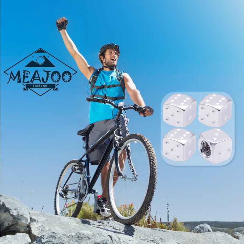 MEAJOO 4PCS Dice Style Tire Valve Stem Caps, with O