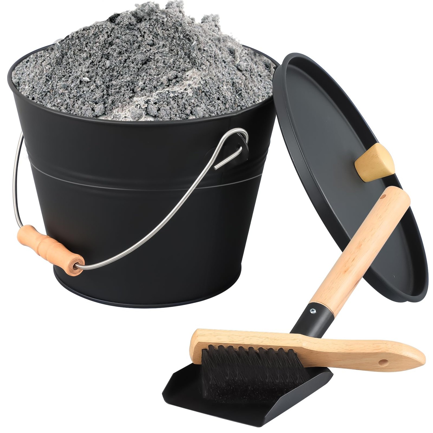 FEED GARDEN 1.5 Gallon Mini Ash Bucket with Lid,Shovel,Broom and ...
