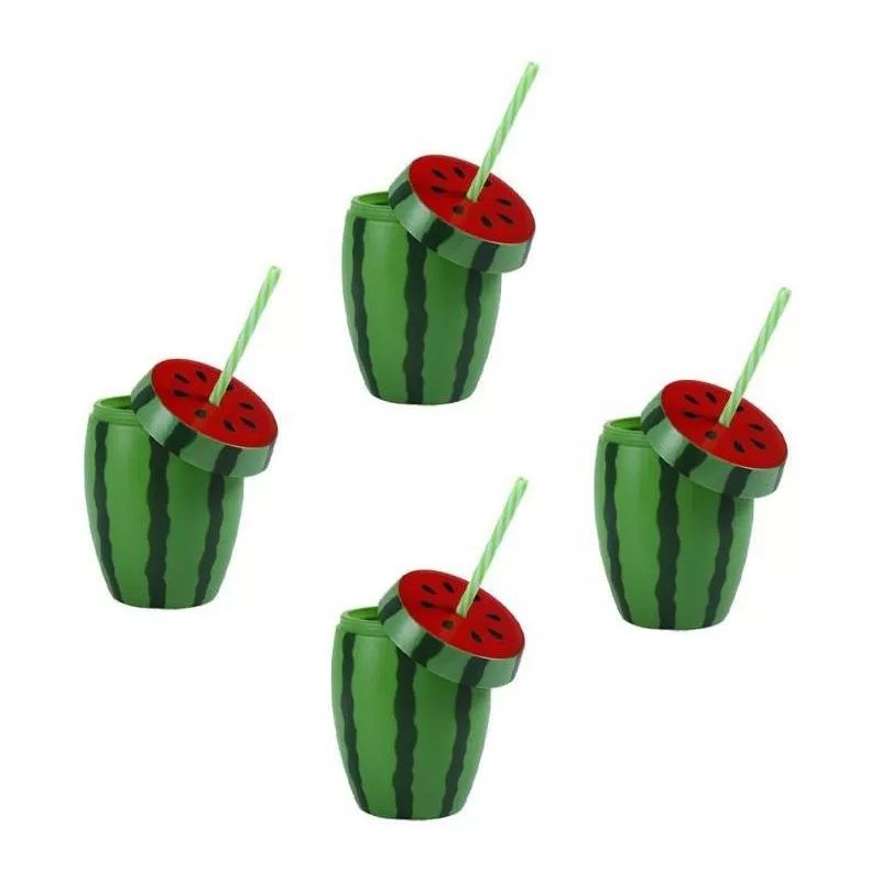 Vaso Cilindro Forma De Sandia Para Fiestas Bebidas Recuerdos