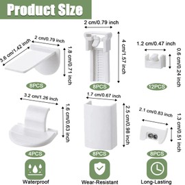 48 Pieces Roller Blind Clamp Support, White No Drilling Blind Fixing Bracket, Heavy Duty Pleated Blinds Mounting Holder Fittings, Adjustable Pleated Curtain Clamp Bracket for Replacement Accessories